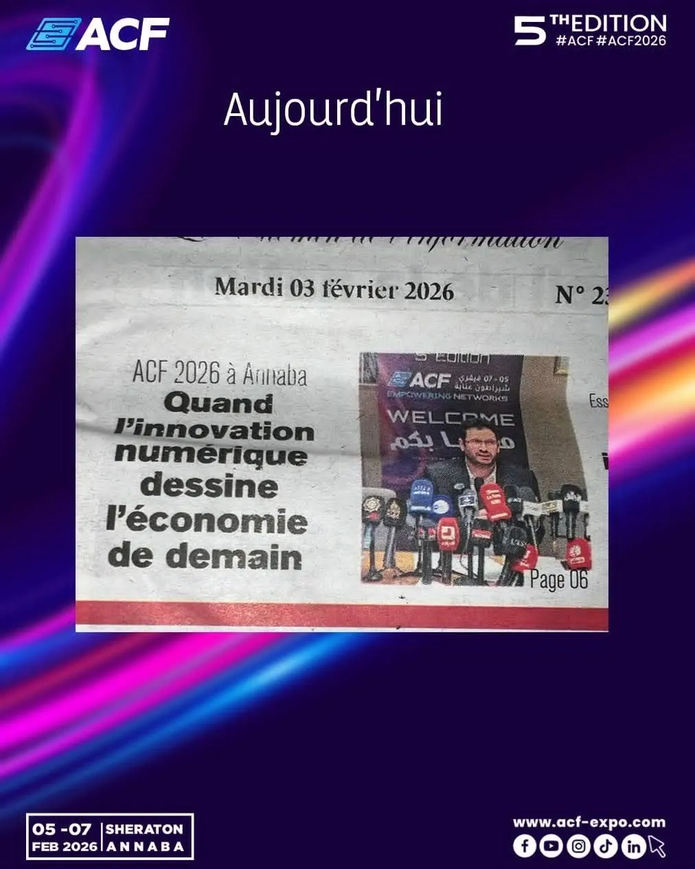 Aujourd'hui : ACF 2026 à Annaba : quand l'innovation numérique dessine l'économie de demain (une)